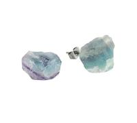 SGKOMN Pendientes para Mujer, Pendientes de fluorita con Forma de botón, Piedra Natural Irregular, Estilo Bohemio, Reiki, para Mujer, niña, joyería Hecha a Mano para Bodas