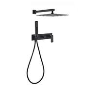 SGKOMN Sistema de Ducha, Juego de grifería de Ducha, Conjunto Combinado de Ducha de latón, Mezclador de Lluvia de Pared con Ducha de Mano de 2 Modos, Cabezal de Ducha, Caja em (Black)