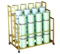 SGKOMN Soporte para Esterilla de Yoga, Soporte para Esterilla de Yoga, 3 Niveles, Gran Capacidad, para Estudio de Yoga, para práctica de Esterilla y Rodillo de Espuma., Gold-120cmx64cmx95cm