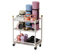 SGKOMN Soporte para Esterilla de Yoga, Soporte para Esterilla de Yoga, Estante Comercial para Esterilla de Yoga, Soporte para Equipo de Ejercicio/Carrito de Pesas con RU, White-Basic Model