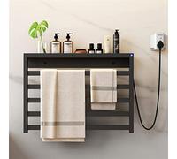 SGKOMN Toallero eléctrico, Enfriador de Toallas, toallero termostático de Acero Inoxidable para baño, toallero eléctrico de Pared con Estante de Almacenamiento para bañera., BlackOne