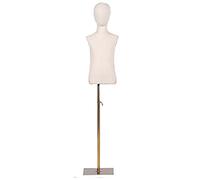 SGKOMN Torso de maniquí para niño/niña con Base de Metal, para 2/4/6/8 años, Color Blanco, Altura Ajustable., Cloth Head-4 Years Old