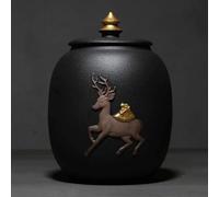 SGLDXQVZJHM Urnas Cenizas, Mini Urna De Cremación, Mascota, Recuerdo, Funeral Conmemorativo De Cerámica, for Humanos Y, hasta 35 Libras, Patrón Pintado A Mano(Black)