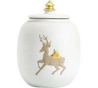 SGLDXQVZJHM Urnas Cenizas, Mini Urna De Cremación, Mascota, Recuerdo, Funeral Conmemorativo De Cerámica, for Humanos Y, hasta 35 Libras, Patrón Pintado A Mano(White)