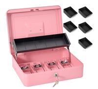 Sgorlds Caja de dinero grande con cerradura de llave y bandeja de dinero, cajas de dinero portátiles de metal para eventos de proveedores, caja de dinero para dinero en efectivo con bandeja de