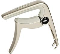 SGPRO Cejilla para guitarra acústica, eléctrica y ukelele, aleación de zinc duradera y silicona, abrazadera de guitarra, soporte para púas y extractor de pines en uno (champán)