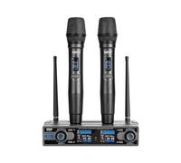 SGPRO D-332HH Sistema UHF Doble de Micrófonos Inalámbricos de Mano | Alcance 262 ft, 90 frecuencias, bodypack, diadema y lavalier, karaoke, iglesia, aula y PA