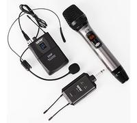 SGPRO Micrófonos inalámbricos portátiles, receptores Recargables y Juegos de Cabeza para Cantar, Hablar, alojar y enseñar