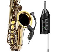 SGPRO Sistema de micrófono inalámbrico para saxofón e instrumento de latón, micrófono de clip con ecualizador y eco preestablecidos, transmisión de 180 pies, transmisor y receptor recargables, 4.5