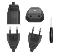 SGQTGIMU 4 Piezas DIY Clavija Enchufe Macho y enchufe Hembra, 2+2 Conjunto Europeo Enchufe Plano 2.5A/250V para ElectrodoméSticos, IluminacióN Y PequeñOs ElectrodoméSticos Con Destornillador(Negro)