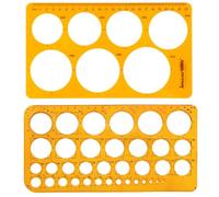 SGQTGIMU Set de 2 plantillas circulares Geométricas de Plástico Transparente Círculos Reglas de Medición Multifuncionales plantilla circular regla circulos para Dibujo Técnico, Oficina y Escuela