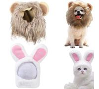 Sgqtqybk 2Pcs Cat Costumes, Bunny Ears & Cat Lions Mane Kitten Costume with Ears, Fluffy, Authentic Outfit for Party Birthday Theme Photo Prop for Cats & Small Dogs Kitten Costume