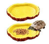 Sgqtqybk Tazón de Agua de Tortuga de 2 Piezas, 4.5x3x0.6 Pulgadas de árbol Realista Textura de Tortuga de Agua plástico alimentador de de plástico para tazón de Animal de Reptil