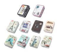 SGSCFG 10 Piezas De Caja De Hierro Rectangular Creativa, Mapas De Dibujos Animados: Caja De Almacenamiento, Caja De Almacenamiento Portátil, Adecuada para Almacenar Joyas, Monedas Y Efectivo.