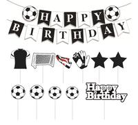 SGSCFG 11 Partes Pastel De Fútbol con Insertos De Tarjeta Y 1 Tira De Bandera, Accesorios para Fiestas, Pasteles De Cumpleaños para Niños Y Suministros Divertidos De Postres.