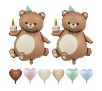 SGSCFG 2 Piezas Cartoon Bears Globos De Película De Aluminio Y 6 Piezas Aman Globos, Lindos Globos De Animales, Accesorios De Fotos, Suministros De Cumpleaños para Niños.