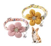 SGSCFG 2 Piezas De Collar De Mascotas, Ventiladores De Flores, Lindo Collar De Mascotas, Accesorios para Mascotas (Rosa, Amarillo).