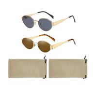 SGSCFG 2 Piezas De Gafas De Sol Retro Ovales, 2 Piezas De Vasos, Gafas De Sol Versátiles, Accesorios De Moda Y Accesorios De Atuendos.