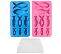 SGSCFG 2 Piezas De Molde De Pescado Y Raspador De 1 Pieza, Forma De Pastel De Silicona, Raspador De Crema, Utensilios De Cocina, Quocolado De Bricolaje, Galletas, Dulces.