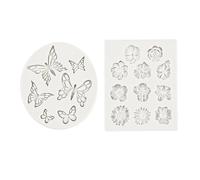 SGSCFG 2 Piezas De Pastel De Forma Decorativa, Forma De Flores De Silicona, Forma De Silicona Al Horno, Concha Horneada De Flores, Forma De Flor De Pastel, Forma De Mariposa.