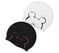 SGSCFG 2 Piezas De Tapa De Natación De Silicona para Niños, Tapa De Natación Impermeable, Tapa De Natación Dulce De Dibujos Animados, Equipo De Natación (Blanco, Negro).