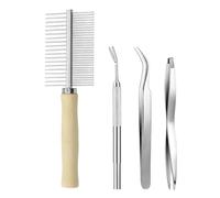 SGSCFG 3 Piezas De Clip De Limpieza De Pulgas Y 1 Pieza De Peine, Insectos De Acero Inoxidable -Clipe -Clip, Peinado De Depilación De Gatos, Herramienta De Limpieza De Mascotas.