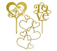 SGSCFG 3 Piezas De Complemento De Pastel, Inserto De La Tarjeta De Decoración Acrílica, Caída De Pastel-In, Decoración De Eventos De Fiesta, Adecuado para Bodas Y Aniversarios.