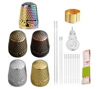 SGSCFG 5 Piezas De Tapa del Dedal De Dedo Y 1 Conjunto De Herramientas De Coser, Herramientas Auxiliares De Puntadas De Cruz, Cubierta Protectora A Medida, Elees Herramientas De Costura.