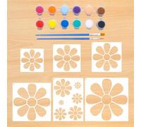 SGSCFG 6 Piezas De Plantilla De Flores De Ganso, 12 Pigmentos De Color Y 2 Piezas De Cepillo, Páginas para Colorear Huecas, Herramientas De Pintura, Artículos De Bricolaje.