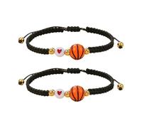 SGSCFG Baloncesto De 2 Piezas Pulsera De Entusiasmo, Brazalete De Baloncesto De Cable Ajustable, Pulsera De Amistad, Regalo De Baloncesto, Baloncesto Infantil, Regalo para Niños.
