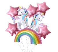 SGSCFG Conjunto De Globos De Aire De Fiesta De 8 Partes, Globos De Unicornio, Globos De Arco Iris, Globos En 3D En Pie, Decoraciones De Cumpleaños De Unicornio, Globos De Fiesta para Niños.