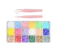 SGSCFG Diamantes De Resina De 18 Colores Y 2 Piezas De Pinzas Rosadas, Artes De Manicura De Bricolaje, Adornos Brillantes, Recorte Facial, Artesanos Artificiales De Bricolaje.