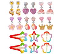 SGSCFG Las Abrazaderas De Orejas De Dibujos Animados De 12 Partes Y Los Clips De Cabello del Arco Iris De 6 Partes, Clips Creativos De La Oreja De Resina, Decoraciones para Niños.