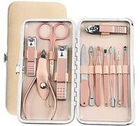 SGSG Alicates de uñas Señoras 12Pcs Juego de cortaúñas Unisex Cortador de uñas Acero Inoxidable Juego de uñas de Viaje Rojo-Oro Rosa