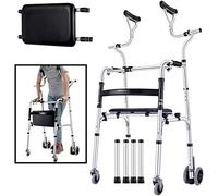 SGSG Andador Plegable Ligero de Cuatro Ruedas con Asiento Acolchado Muletas Pesadas para Adultos bajo Las Axilas Plegables y Ajustables