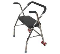 SGSG Bastidor para Caminar Andador para Ancianos Andador Plegable con polea de Asiento Taburete de bastón de Cuatro Patas Vintage Andador Bastón Antideslizante con ayudas Hospitalarias Ligero