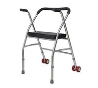 SGSG Bastón, Andador de Dos Ruedas con Asiento, Bastidor de pie Carrito para Ancianos Caminante para Personas Mayores Ayuda para Caminar Plegable