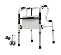 SGSG Bastón, Andador Plegable bariátrico Resistente con Asiento y Ruedas para Personas Mayores - Andadores Adultos - Ayuda de Movilidad portátil para Personas Mayores de Altura Ajustable