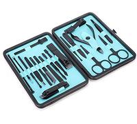 SGSG Pinzas para uñas Juego de cortaúñas de 19 Piezas Cortaúñas de Acero Inoxidable Caja de Herramientas de pedicura Lima para uñas Tijeras para uñas