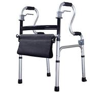SGSG Taburete Old Man Aluminio Marco para Caminar con cojín Sin Rueda Plegable Inhabilitado Doble Agarre Suave Cuatro pies Walker