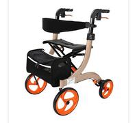 SGSG Walker Rollator ， Asiento rodante Compacto Plegable Altura Ajustable Carrito de Compras de Cuatro Ruedas Aleación de Aluminio con Bolsa Asiento para Anciano