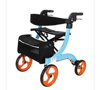 SGSG Walker Rollator ， Asiento rodante Compacto Plegable Altura Ajustable Carrito de Compras de Cuatro Ruedas Aleación de Aluminio con Bolsa Asiento para Anciano