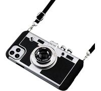 SGVAHY Emily in Paris - Funda de silicona para iPhone 12, diseño único 3D con correa extraíble para el cuello, correa de silicona para niñas y mujeres, color negro