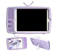 SGVAHY Funda de silicona suave para iPad 2/3/4 (9,7 pulgadas), diseño de dibujos animados en 3D con forma de TV y soporte a prueba de golpes, funda protectora (iPad 2/3/4 (9,7 pulgadas), color morado