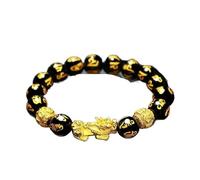 SGYEPOCFQ obsidian bracelet, Pulsera de obsidiana Pi Xiu for hombre, oro de 24 quilates, AU999. Acentos que realzan el aura. Lujo discreto for uso diario.(Red)