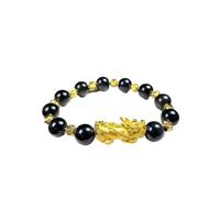 SGYEPOCFQ obsidian bracelet, Pulsera de obsidiana Pi Xiu for hombre, oro de 24 quilates, AU999. Acentos que realzan el aura. Lujo discreto for uso diario.(8)