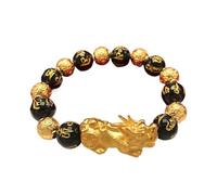 SGYEPOCFQ obsidian bracelet, Pulsera de obsidiana Pi Xiu for hombre, oro de 24 quilates, AU999. Acentos que realzan el aura. Lujo discreto for uso diario.(Yellow)
