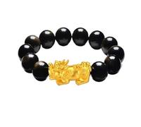 SGYEPOCFQ obsidian bracelet, Pulsera unisex de obsidiana Money Pixiu en oro de 24 quilates (AU999): símbolo de la suerte, características destacadas, versatilidad premium.(Red)