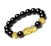 SGYEPOCFQ obsidian bracelet, Pulsera unisex Pi Xiu de oro de 24 quilates (AU999) | Metal líquido, diamantes con incrustaciones de oro y símbolos de la fortuna(Green)
