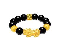 SGYEPOCFQ obsidian bracelet, Pulsera unisex Pixiu de la Fortuna con Obsidiana AU999 en oro de 24 quilates | Nubes en relieve que brillan en la oscuridad, ideal for eventos(Red)